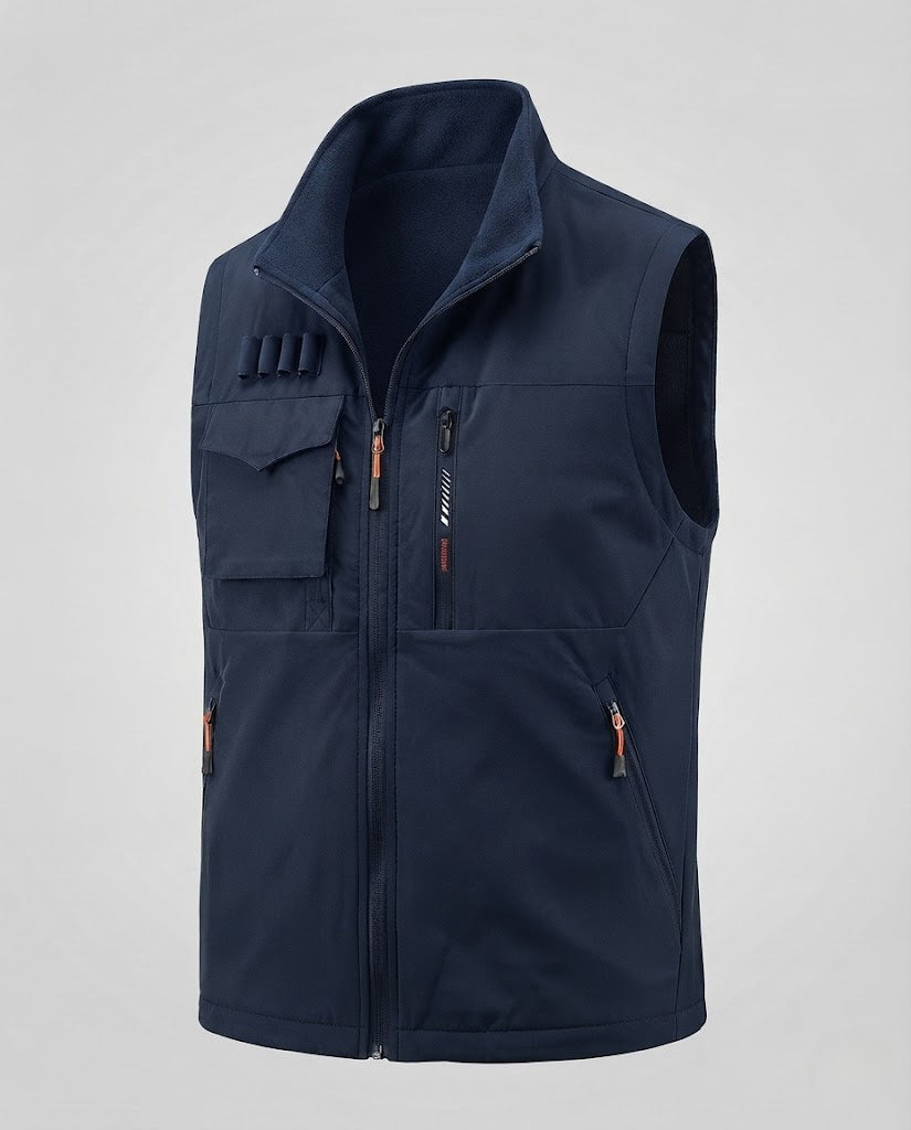 Herren Isolierte Utility‑Weste mit Fleece‑Innenfutter und Mehrfach‑Reißverschlusstaschen Nord Taschen
