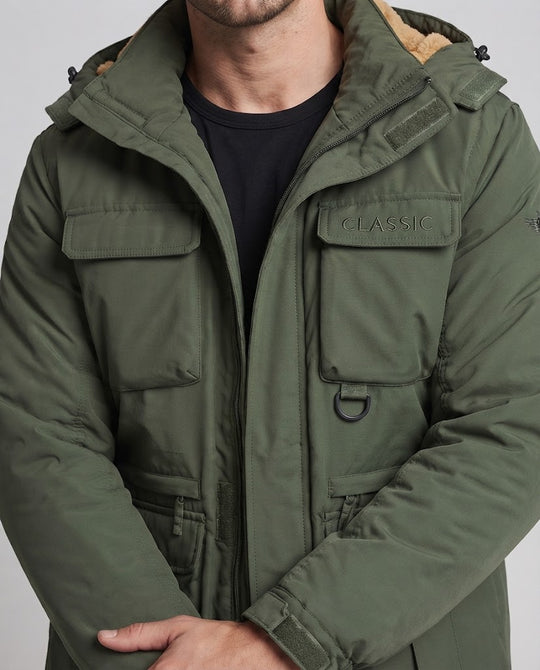 Herren Isolierter Outdoor-Parka mit Teddyfleece-Innenfutter, wasserabweisender Shell und Mehrfach-Utility-Taschen Nord Taschen