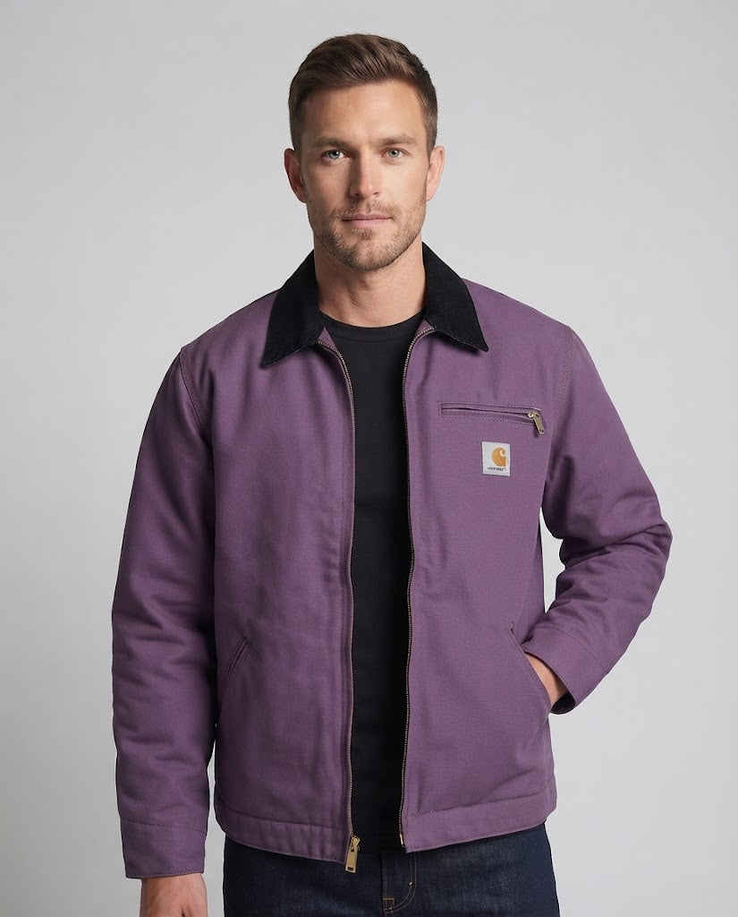 Herren Robuste Canvas-Arbeitsjacke mit Cordkragen und durchgehendem Reißverschluss Nord Taschen