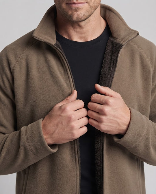 Herren Teddy-Fleece Thermojacke mit winddichter Außenschicht und Stehkragen Nord Taschen