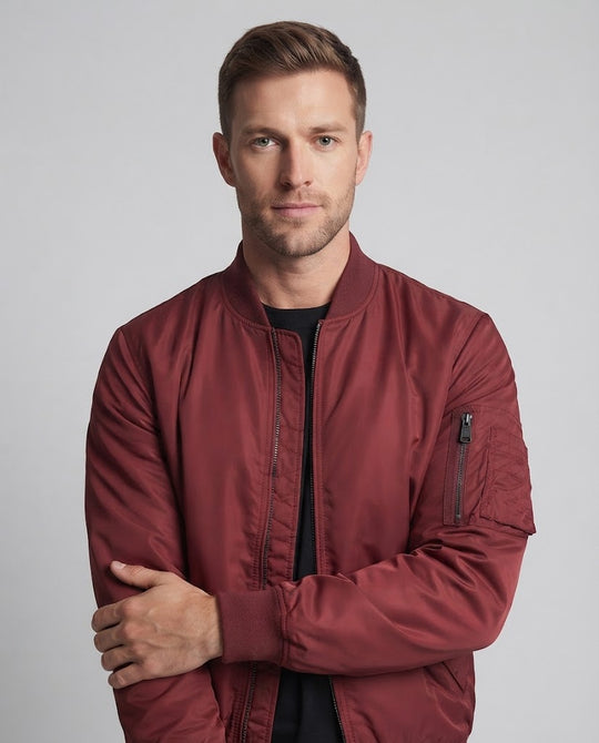 Herren Urbaner Nylon-Bomberjacke mit Zwei-Wege-Reißverschluss und Ärmeltasche Nord Taschen