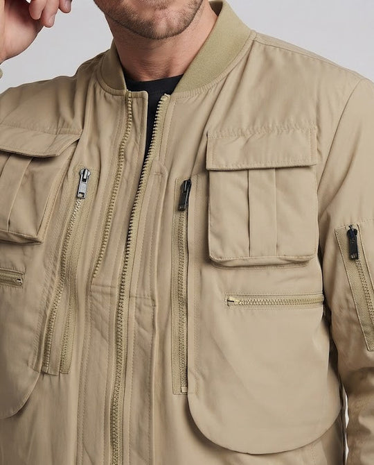 Herren Utility-Bomberjacke mit Mehrfachtaschen, Organizer-Ärmeltasche und Rippbündchen Nord Taschen