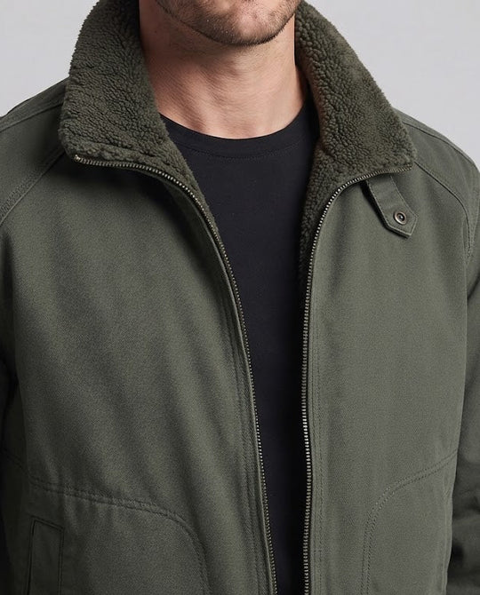 Herren Vintage-inspirierte Pilotenjacke mit Sherpa-Kragen und verstärkten Nähten Nord Taschen