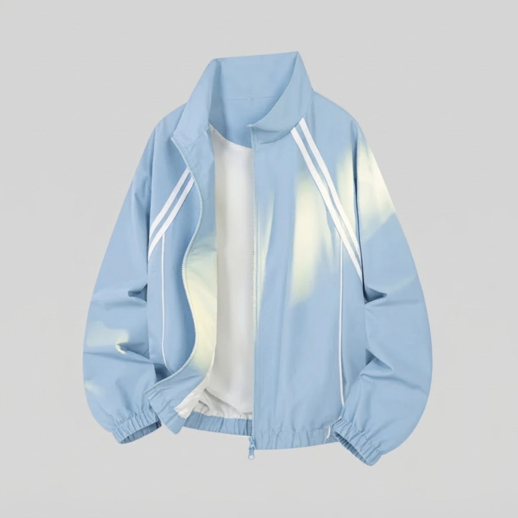 Herren leichte Zip-Jacke im sportiven Racer-Look mit Stehkragen Nord Taschen