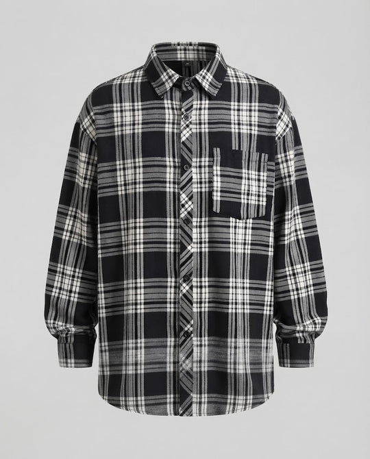 Herren Oversize-Karohemd aus weichem Flanell mit aufgesetzter Brusttasche Nord Taschen