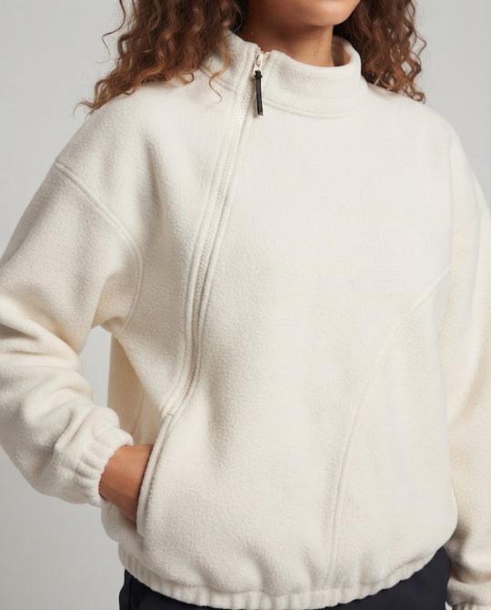Unisex Oversized Pullover mit asymmetrischem Reißverschluss und Stehkragen Nord Taschen