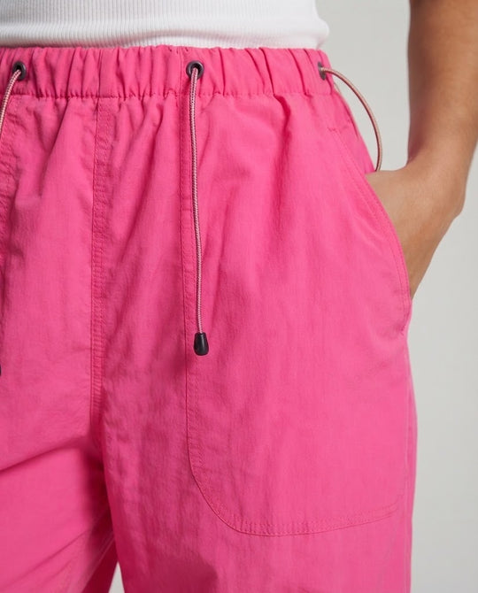 Damen weite Nylon-Hose mit hohem Bund, elastischem Taillenbund und Kordelzug Nord Taschen