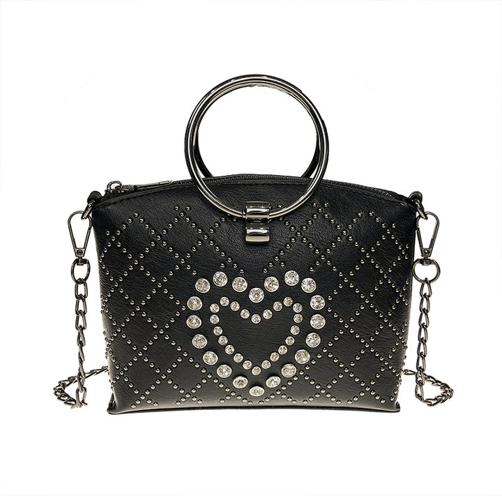 Damen Designer Umhängetasche mit glamourösem Herzdesign Nord Taschen