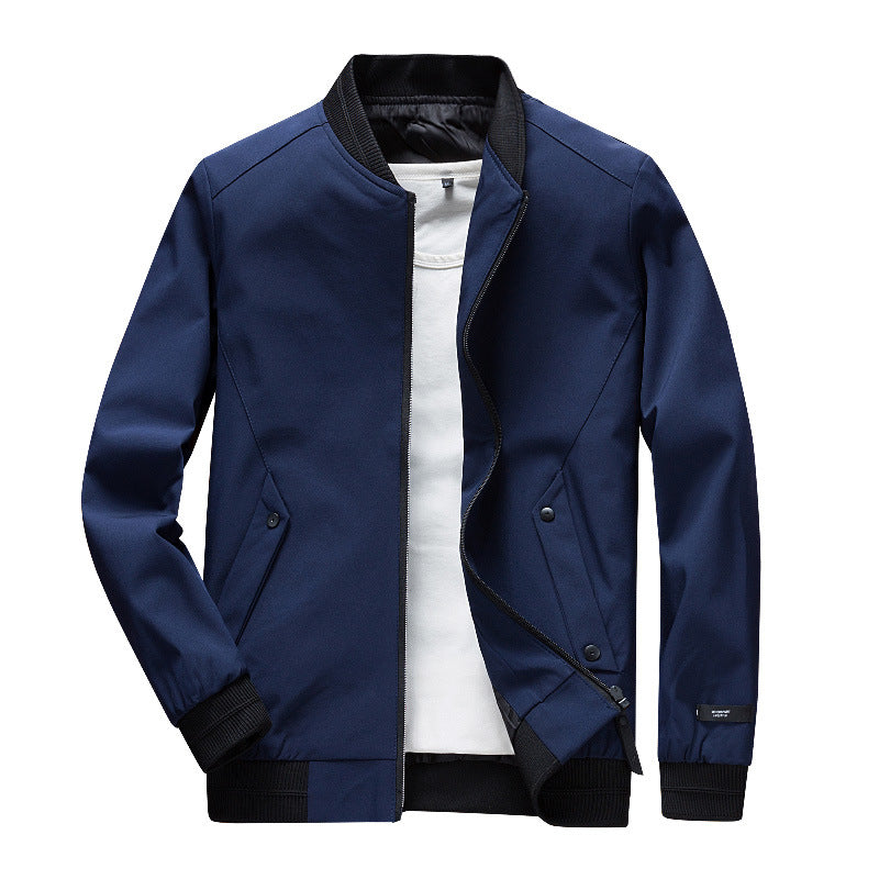 Herren Leichte Urban Bomberjacke mit Rippbündchen, Stehkragen und Druckknopftaschen Nord Taschen