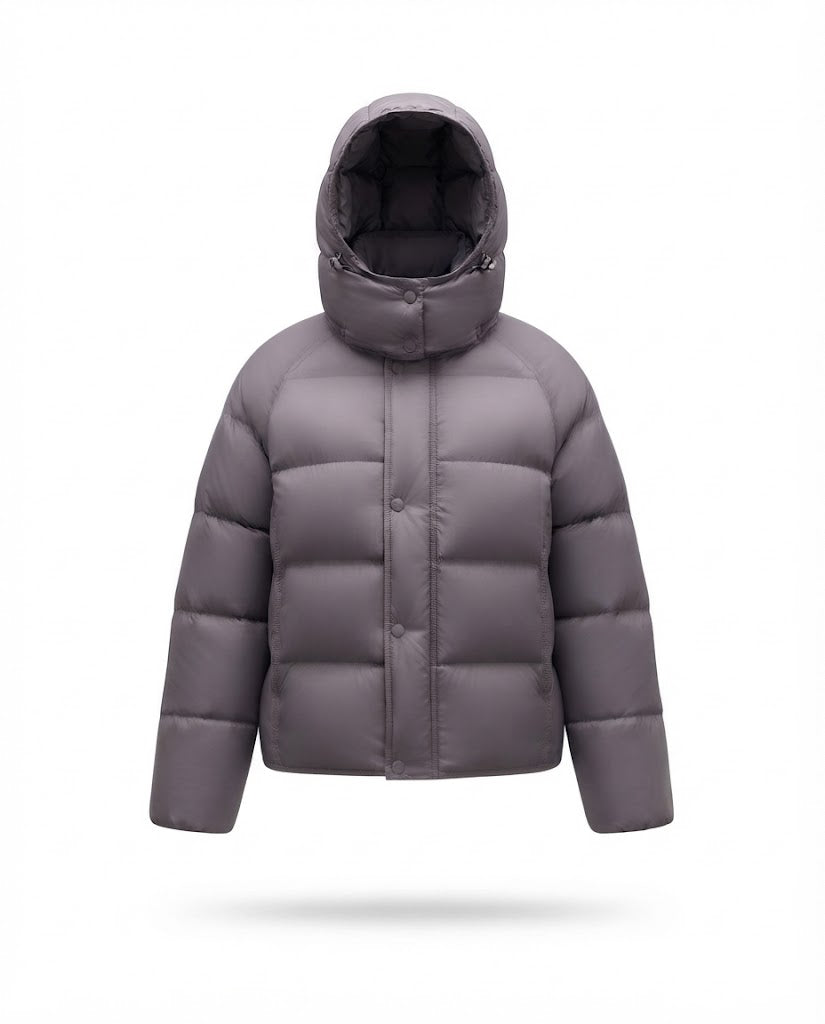 Kurze Damen-Steppjacke mit Kapuze, wattiert