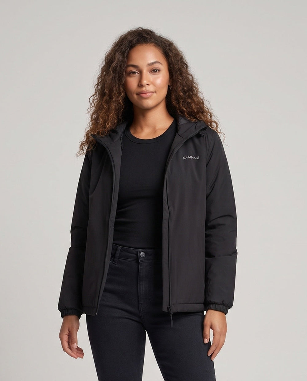 Leichte Outdoor-Daunenjacke mit Kapuze, weiße Entendaunen
