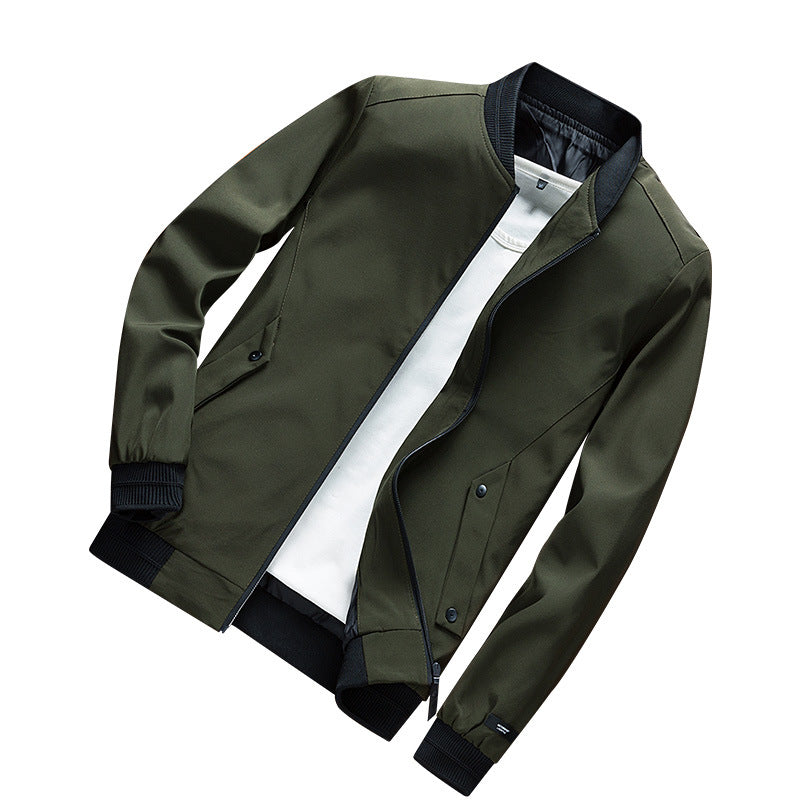 Herren Leichte Urban Bomberjacke mit Rippbündchen, Stehkragen und Druckknopftaschen Nord Taschen