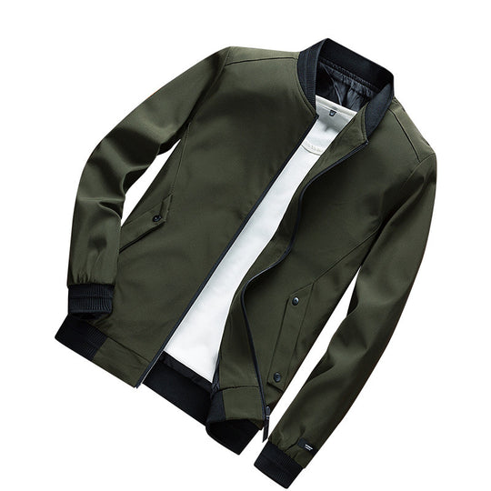 Herren Leichte Urban Bomberjacke mit Rippbündchen, Stehkragen und Druckknopftaschen Nord Taschen