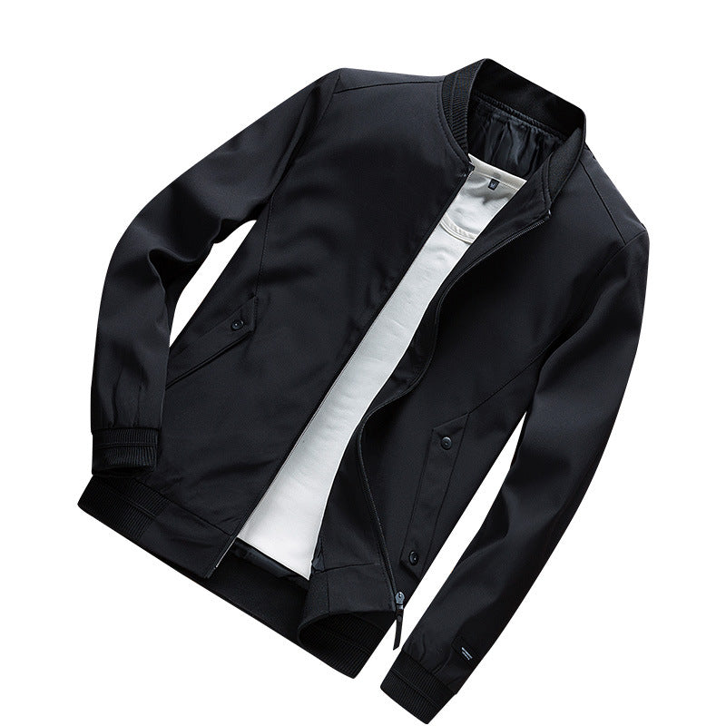 Herren Leichte Urban Bomberjacke mit Rippbündchen, Stehkragen und Druckknopftaschen Nord Taschen