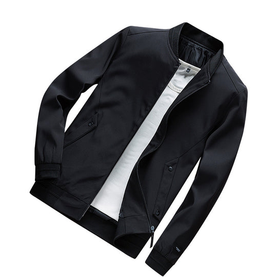 Herren Leichte Urban Bomberjacke mit Rippbündchen, Stehkragen und Druckknopftaschen Nord Taschen