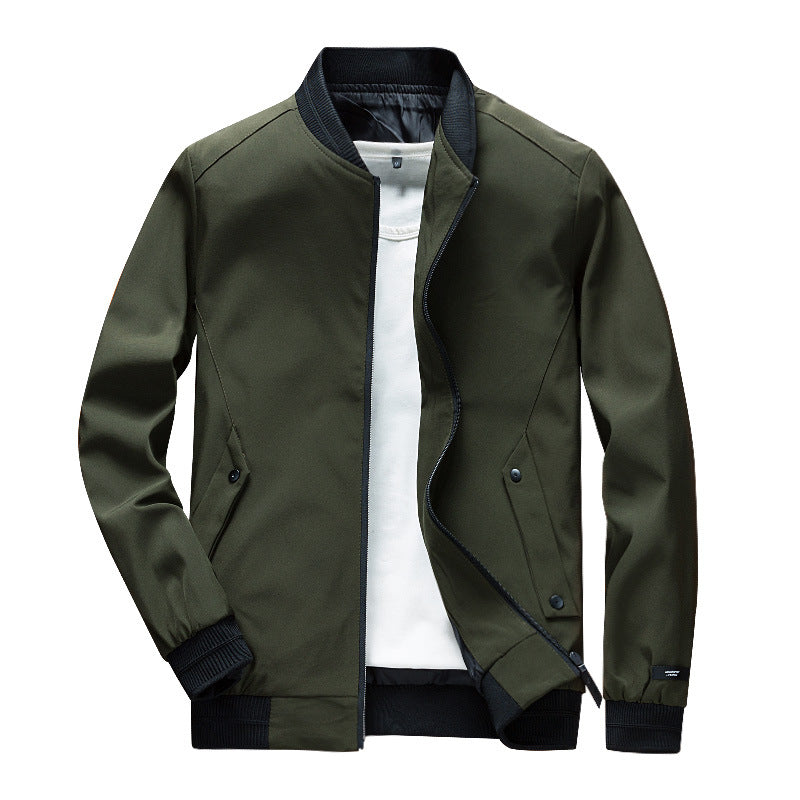 Herren Leichte Urban Bomberjacke mit Rippbündchen, Stehkragen und Druckknopftaschen Nord Taschen