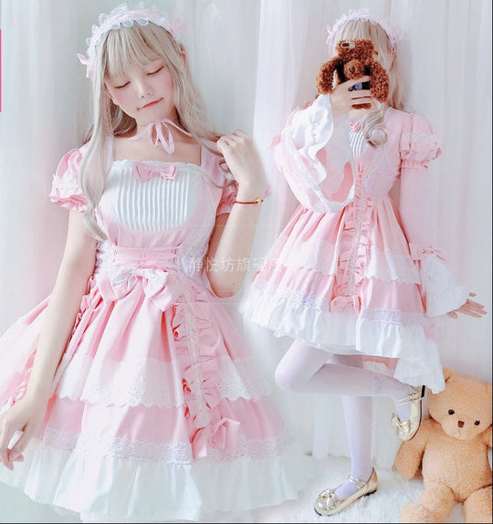 Damen verspieltes Lolita Kleid mit aufwendigen Spitzen- und Rüschendetails Nord Taschen