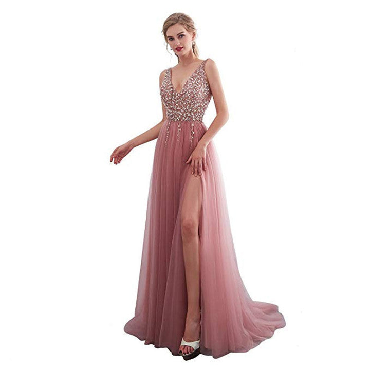 Damen Elegantes Abendkleid mit funkelnden Pailletten und tiefem Schlitz
