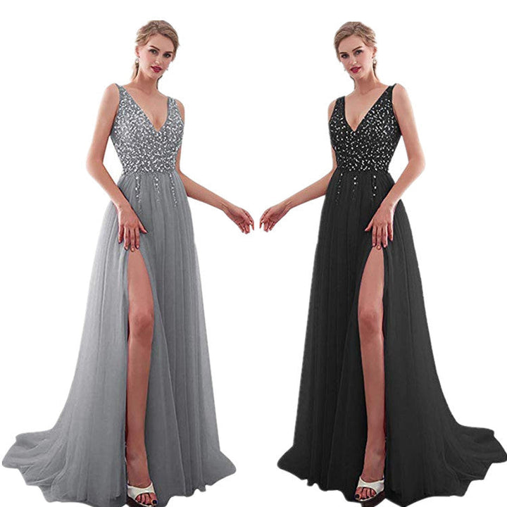 Damen Elegantes Abendkleid mit funkelnden Pailletten und tiefem Schlitz