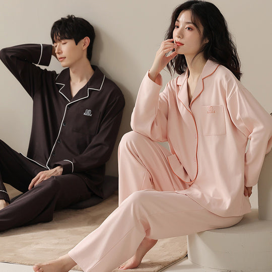 Paar-Pyjama-Set, langärmelig, schlichtes Design