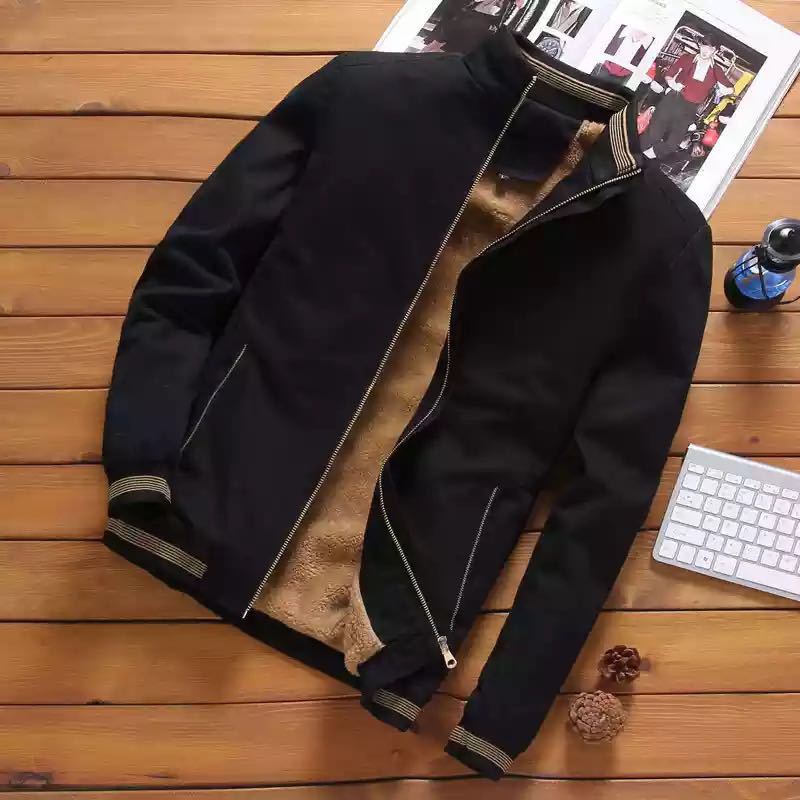 Herren Gefütterte Bomberjacke mit Teddyfutter, Reißverschluss und Rippbündchen Nord Taschen