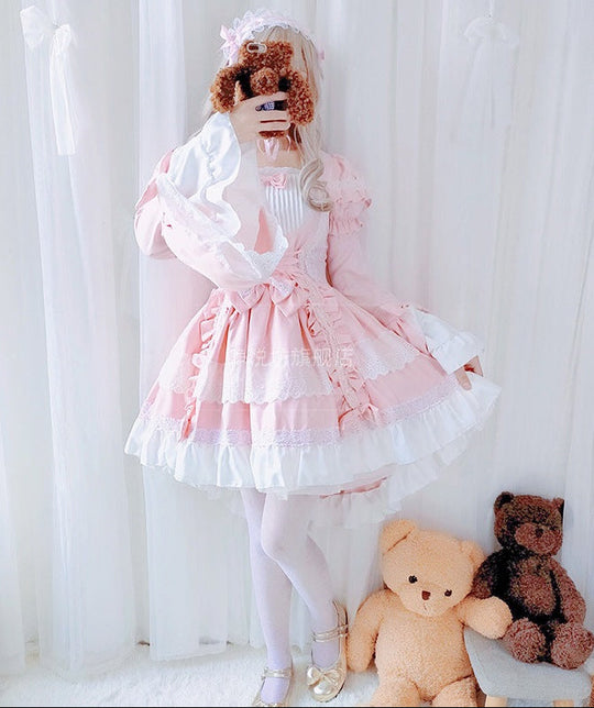 Damen verspieltes Lolita Kleid mit aufwendigen Spitzen- und Rüschendetails Nord Taschen