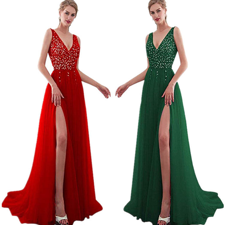 Damen Elegantes Abendkleid mit funkelnden Pailletten und tiefem Schlitz