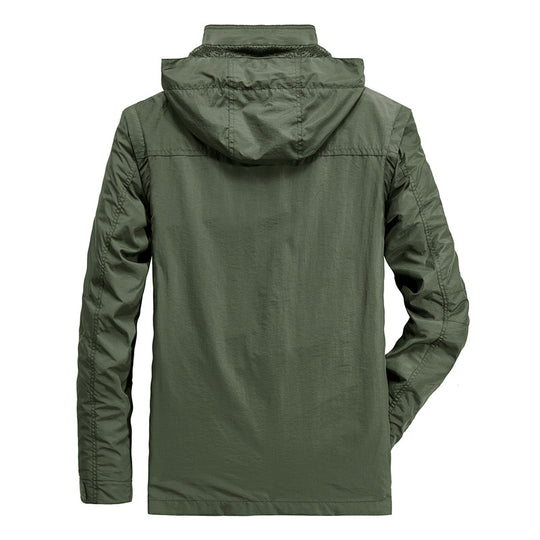 Herren leichter Fieldparka mit Kapuze, Multifunktionstaschen und atmungsaktivem Mesh‑Futter Nord Taschen