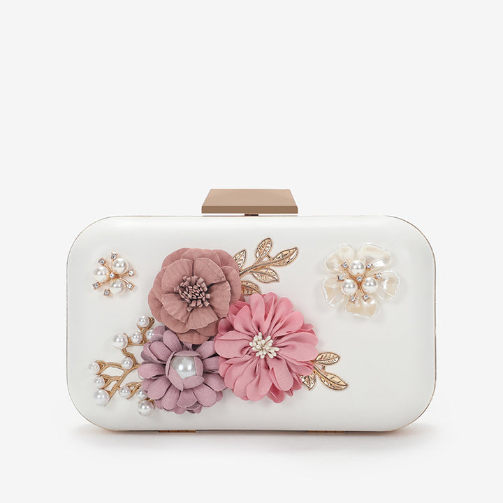 Damen Clutch mit floralen Applikationen und elegantem Kettenverschluss Nord Taschen