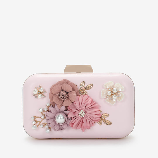 Damen Clutch mit floralen Applikationen und elegantem Kettenverschluss Nord Taschen