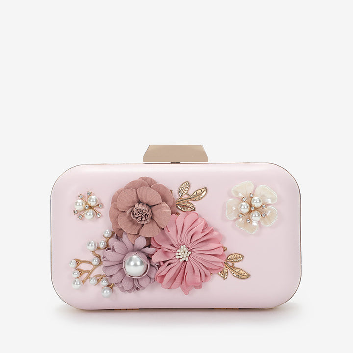 Damen Clutch mit floralen Applikationen und elegantem Kettenverschluss Nord Taschen