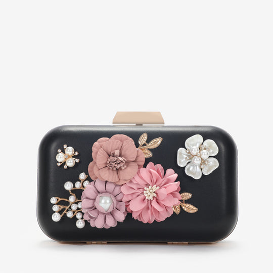 Damen Clutch mit floralen Applikationen und elegantem Kettenverschluss Nord Taschen
