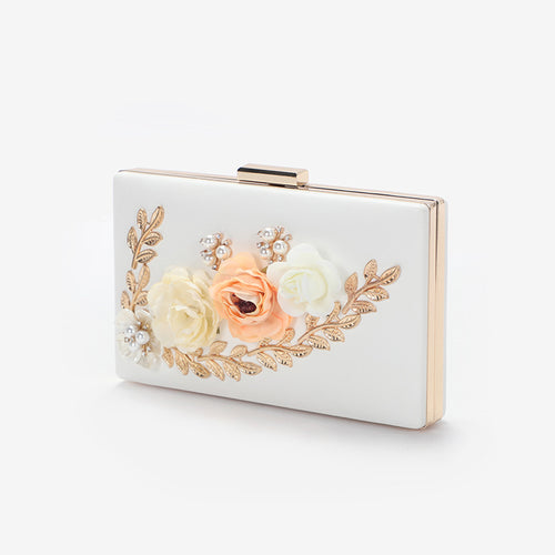 Damen Clutch-Tasche mit Blumenapplikationen und eleganten Details Nord Taschen