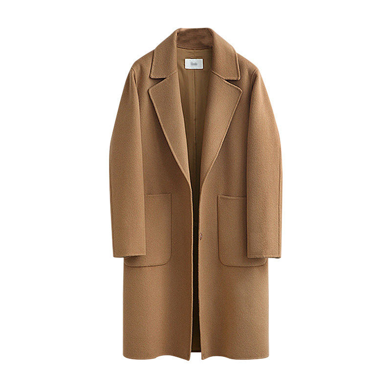 Damen Oversized Wollmix-Mantel mit Reverskragen und aufgesetzten Taschen Nord Taschen