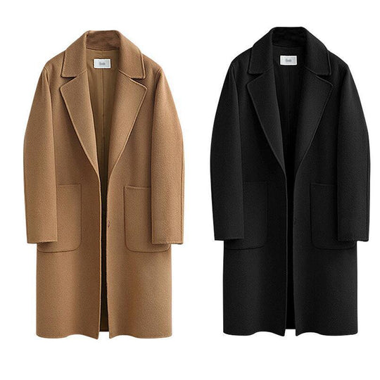 Damen Oversized Wollmix-Mantel mit Reverskragen und aufgesetzten Taschen Nord Taschen