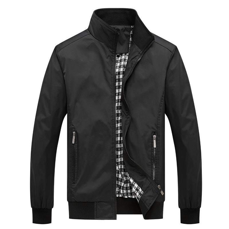 Herren Kurzblouson mit Stehkragen, Karo-Innenfutter und Rippenbündchen Nord Taschen