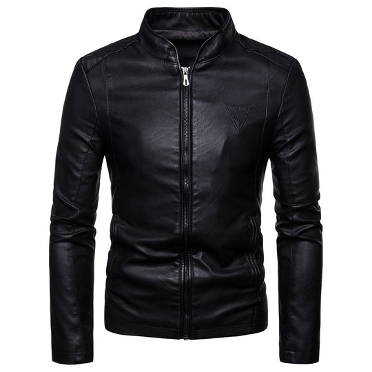 Herren schlanker Kunstleder-Blouson im Racer‑Look mit Stehkragen und verdecktem Reißverschluss Nord Taschen