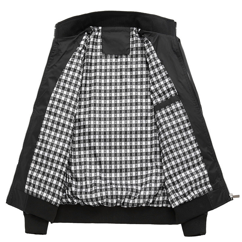 Herren Kurzblouson mit Stehkragen, Karo-Innenfutter und Rippenbündchen Nord Taschen