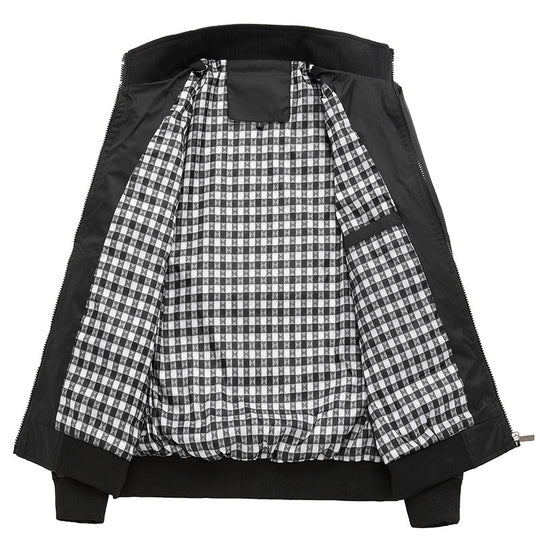 Herren Kurzblouson mit Stehkragen, Karo-Innenfutter und Rippenbündchen Nord Taschen