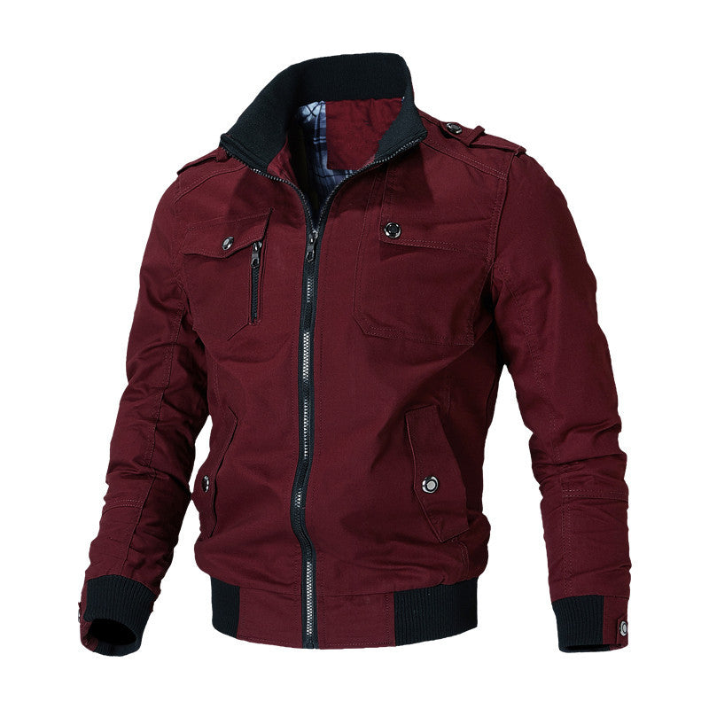 Herren Canvas-Field-Bomberjacke mit Stehkragen, Epauletten und Rippbündchen Nord Taschen