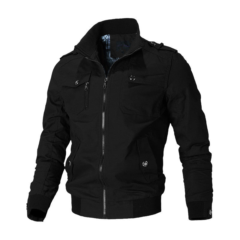Herren Canvas-Field-Bomberjacke mit Stehkragen, Epauletten und Rippbündchen Nord Taschen