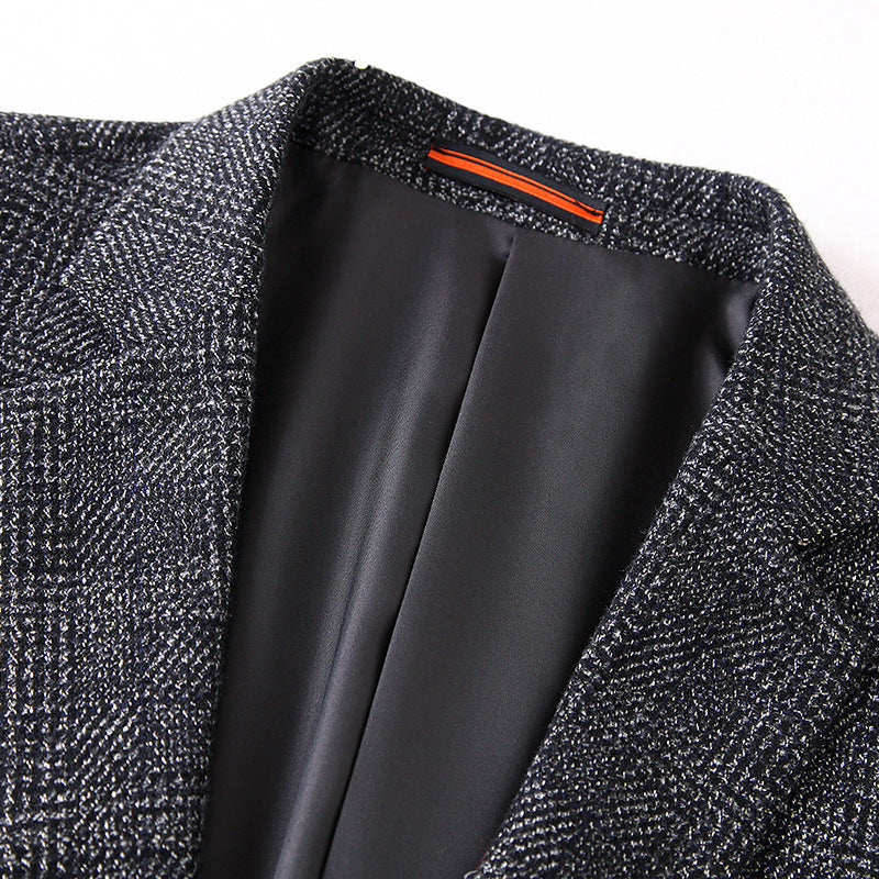 Herren Wollmischstoff Slim-Fit Sakko mit Glencheck-Muster und gesteppter Innenfütterung Nord Taschen