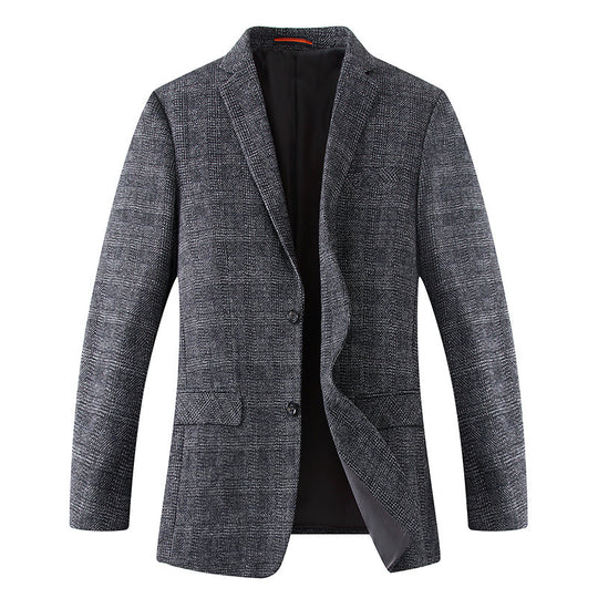 Herren Wollmischstoff Slim-Fit Sakko mit Glencheck-Muster und gesteppter Innenfütterung Nord Taschen