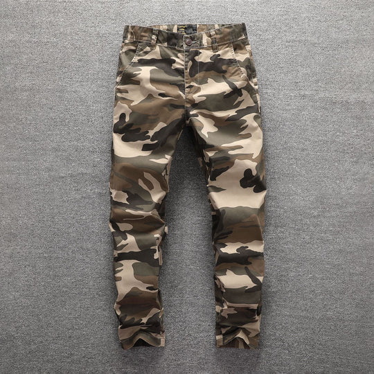 Herren Twill-Hose im Camouflage-Muster mit geradem Schnitt und Gürtelschlaufen Nord Taschen