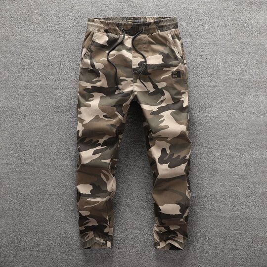 Herren Cargohose im Camouflage-Look mit elastischem Bund und Kordelzug Nord Taschen