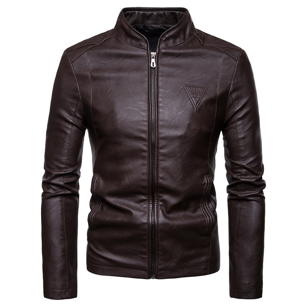 Herren schlanker Kunstleder-Blouson im Racer‑Look mit Stehkragen und verdecktem Reißverschluss Nord Taschen
