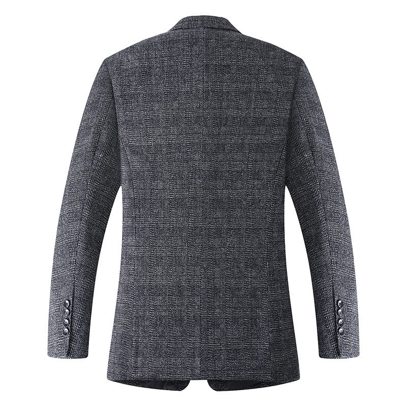 Herren Wollmischstoff Slim-Fit Sakko mit Glencheck-Muster und gesteppter Innenfütterung Nord Taschen