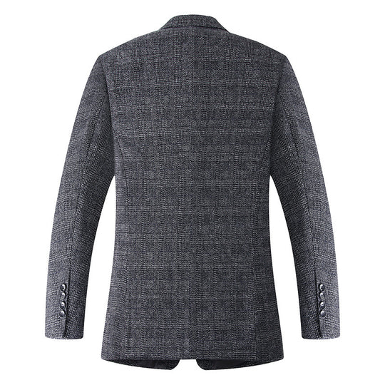 Herren Wollmischstoff Slim-Fit Sakko mit Glencheck-Muster und gesteppter Innenfütterung Nord Taschen