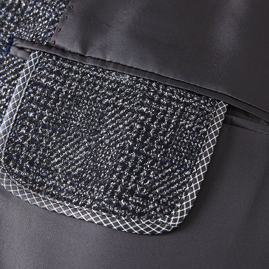 Herren Wollmischstoff Slim-Fit Sakko mit Glencheck-Muster und gesteppter Innenfütterung Nord Taschen