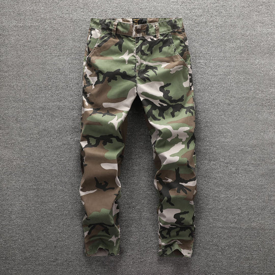 Herren Twill-Hose im Camouflage-Muster mit geradem Schnitt und Gürtelschlaufen Nord Taschen